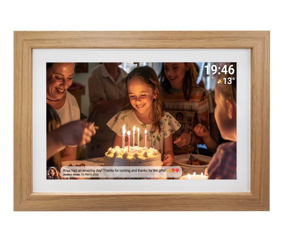 Цифровая фоторамка FULL HD FRAMEO Wi-Fi Сенсорный экран IPS 15.6”" 16 ГБ Denver PFF-1543LW светлое дерево, Denver