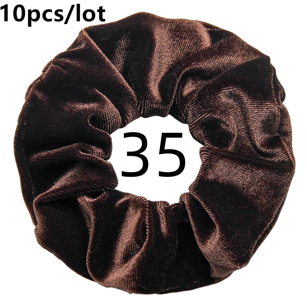 10pc/lot Scrunchies Velvet Scrunchies Hair Accessories For Women Elastic Bands Elegant Ponytail Solid Colors Coffee Black Grey
