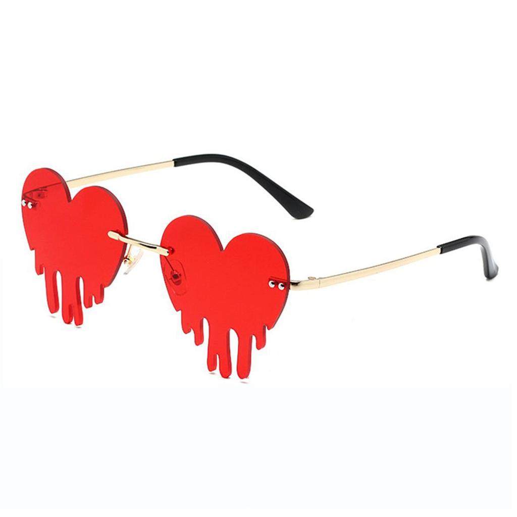Fashion Colorful Ocean Luxury Heart Unique Women Tear Shape Rimless Sunglasses Sun Glasses