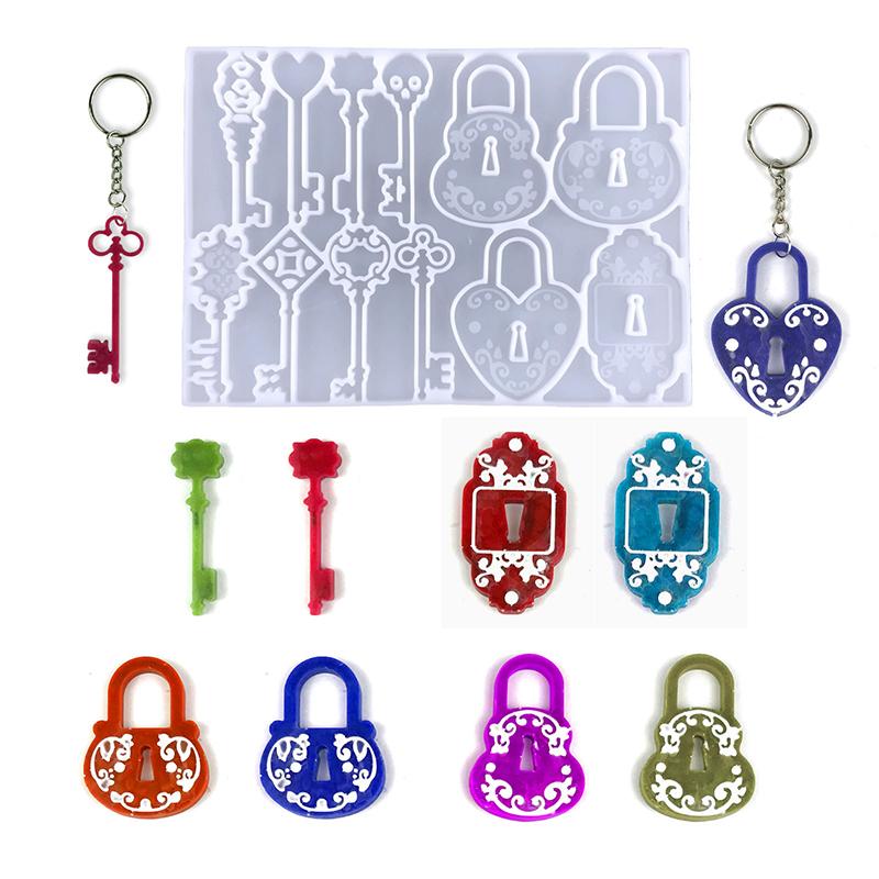 Новый ключевой замок, силиконовая ювелирная смола, эпоксидная форма, кулон, брелок, литейная форма