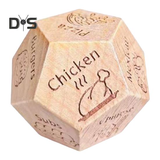 12 Sides Food Decision Dice Wooden Couple Date Night Ideas Dice Portable Dinner Takeaway Decider Dice Adults Girlfriend Boyfriend Date Night Props