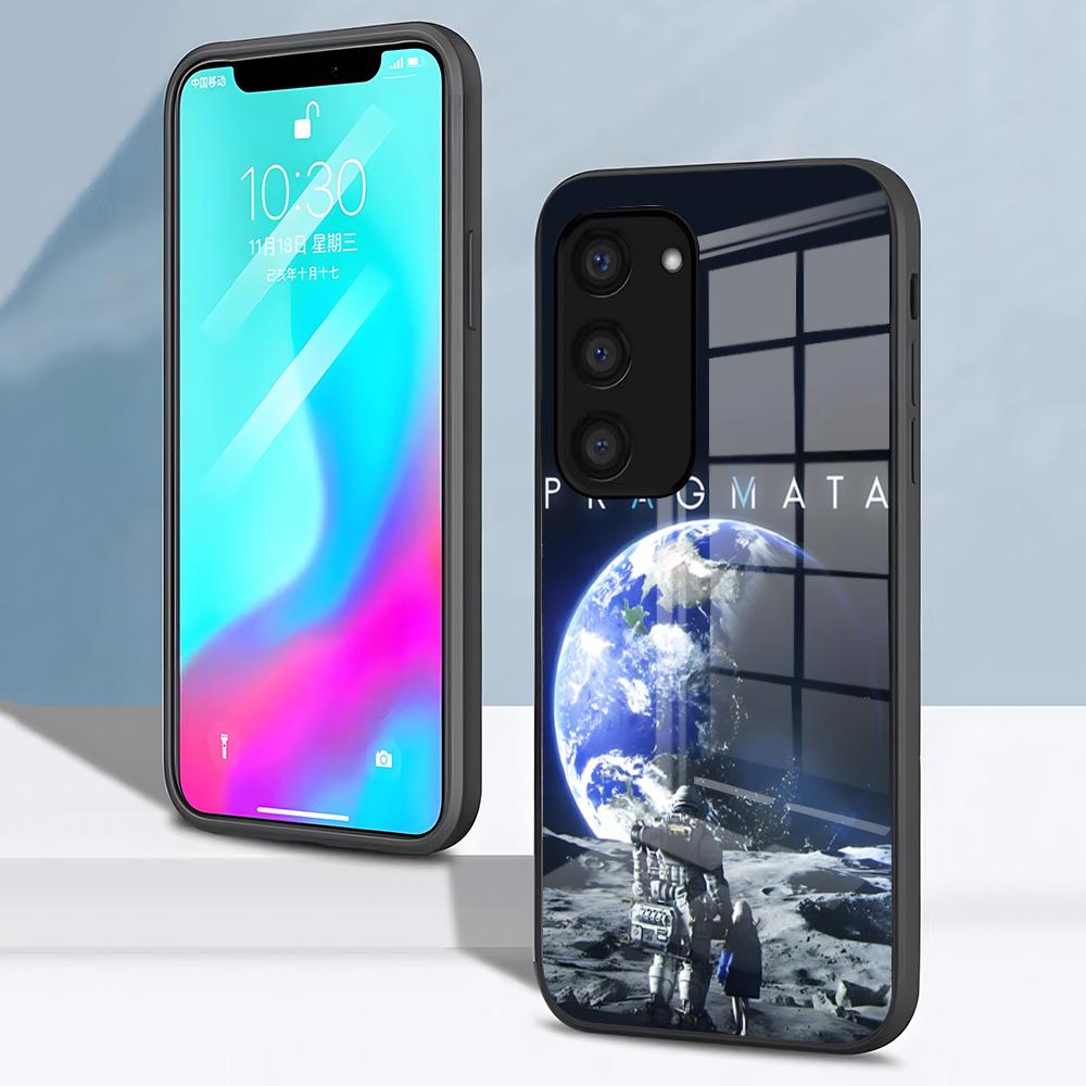 Чехол Diana Pragmata для Samsung S26 S25 S24 FE S23 S22 S21 Plus S20 Ultra Note20Ultra Черное Стеклянное Покрытие