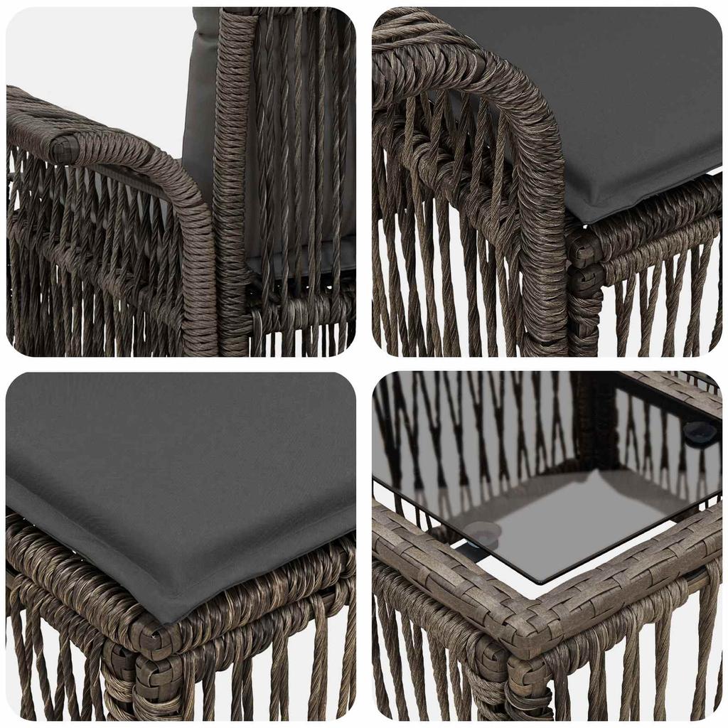 Garden Sofa Set 7 Pieces Grey Poly Rattan