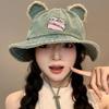 Шляпа-панама с широкими полями и медвежьими ушками, для походов и рыбалки, солнцезащитная, на шнуровке, джинсовая, кошачья, от солнца, для кемпинга