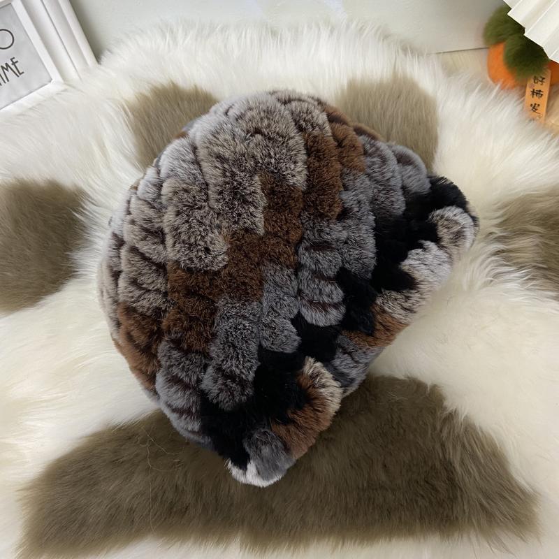 Зимняя теплая вязаная меховая шапка из кроличьего меха с ананасом, женские толстые шапки, шапочки для мамы