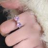 Lady Open Ring Adjustable Pin Cubic Zirconia Bow Shape Smooth Polished Finger Jewelry Daily Prom Party Knuckle Ring