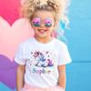 Personalized Unicorn with Name Girls Shirt Kids Wild T-shirt Child Summer Children Clothes Toddler Short Sleeve Top