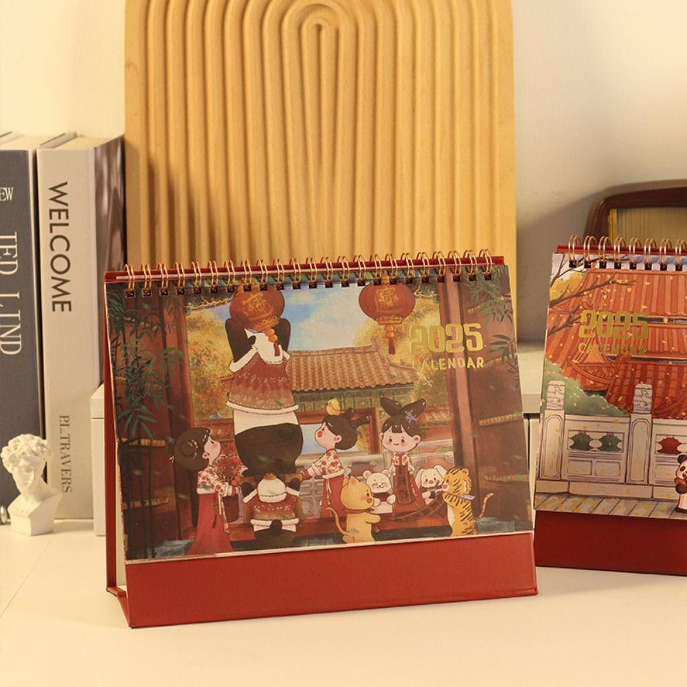 Настольный календарь 2025 года в древнем стиле, Ежемесячный настольный календарь, Товары для дома и офиса