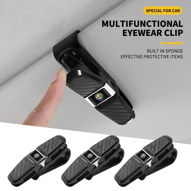 Car Glasses Case Car Sun Visor Glasses Holder Sunglasses Clip For Alfa Romeo Giulia Stelvio Junior Tonale 33 Stradale 4C Giu ofh853
