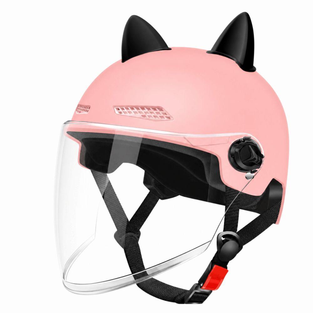 Cat Ear Decoration Electric Car Helmet Adjustable Riding Helmet Stylish Motorcycle Helmet Women