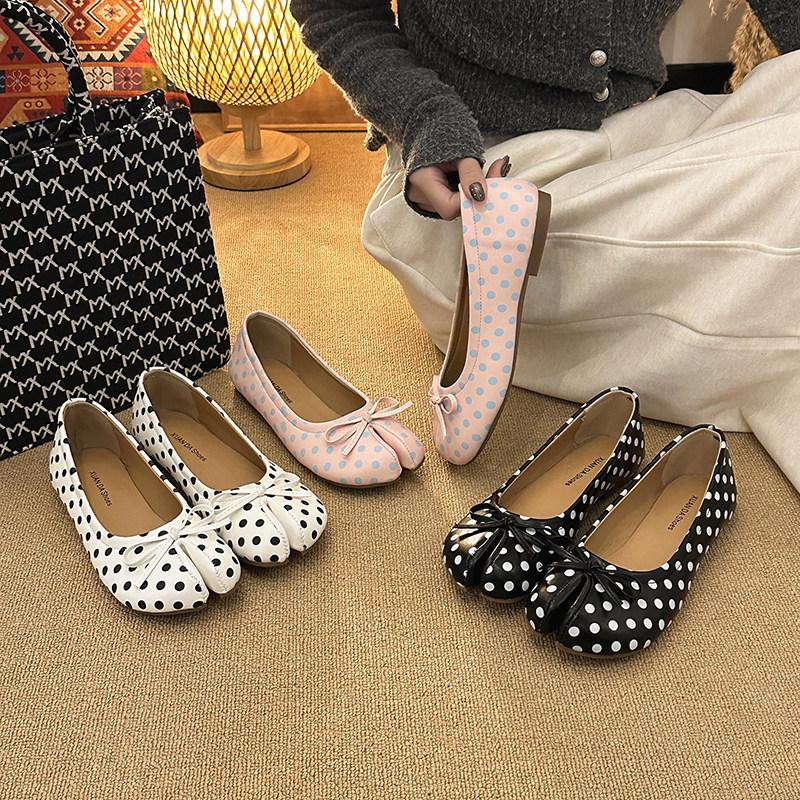 Flat Tabi Ninja Summer Bowknot Shoes Pig Toe Slippers Person Horse Hoof Shoes Women Women's Lazy Split Toe Mocassines Loafers