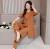 Women's Spring and Autumn Models Loose Plus Size Round Neck Short Sleeved + Long Sleeved Jacket + Loose Wide Leg Trousers Casual Wear Three Piece Set