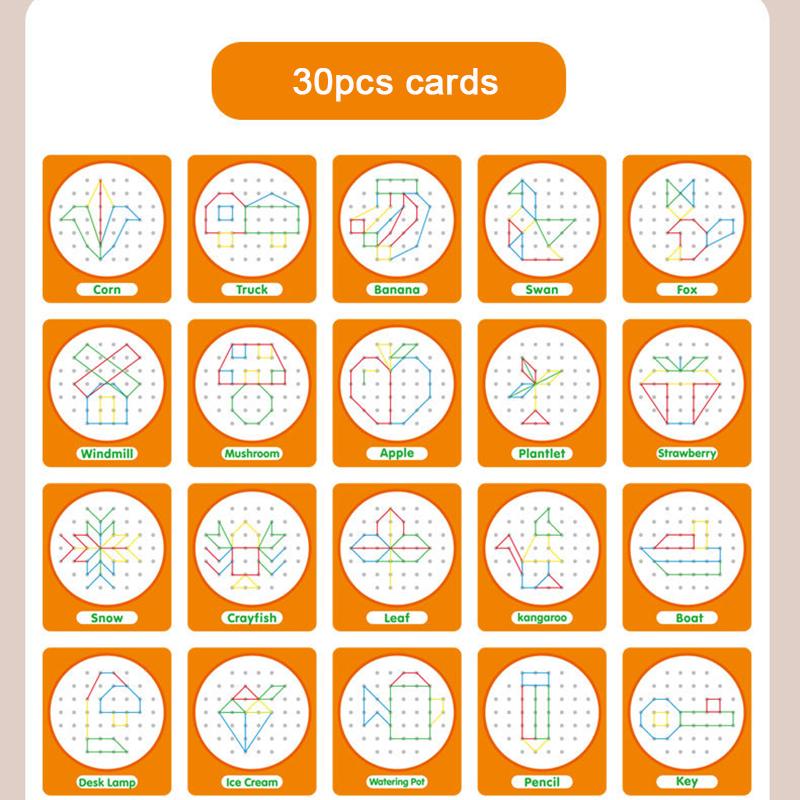 Montessori Kids DIY Puzzle Creative Toy Geometry Graphics Rubber Nail Boards with Cards Math Educational Toys for Children