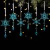 6 Pcs Acrylic Crystal Christmas Ornament Sparkling Clear Snowflake Hanging Ornaments with Drop Pendants for Xmas Tree Decoration