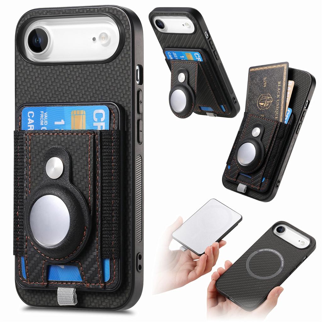 Holder for AirTag/iPhone Air Case Detachable Card Holder Leather+TPU+PC Phone Cover