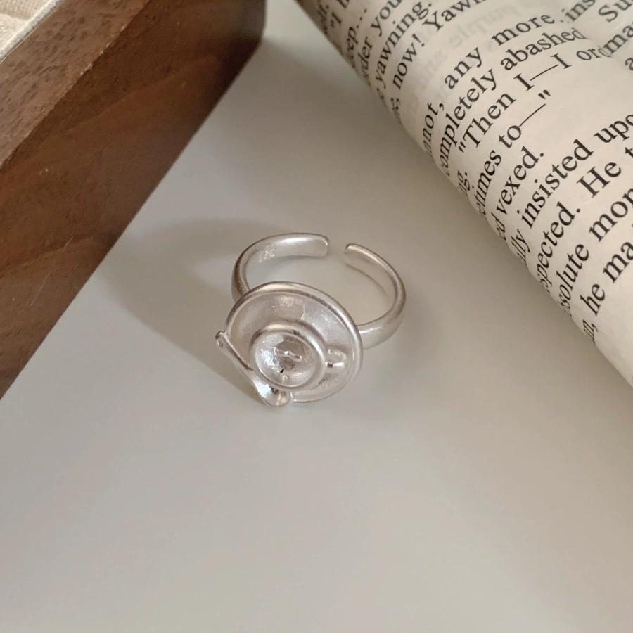 Geometry Round Ball Coffee Cup Spoon Adjustable Opening Rings For Women Fashion New Jewelry Gift Party Daily anillos