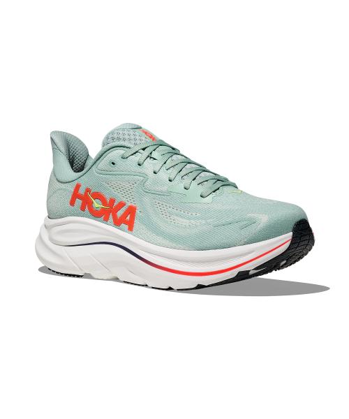 [Hoka] Clifton 10 Wide - Sage:Neon Flame 1162032-SGNN