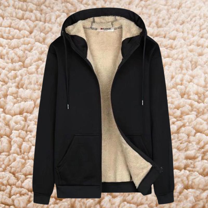 Толстовка из флиса из овечьей шерсти для мужчин, осень-зима, утолщенная флисовая подкладка, свободный крой, модные куртки-кардиганы с капюшоном