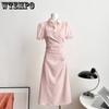Летнее корейское платье из двух частей с воротником-поло, французское элегантное длинное платье для похудения