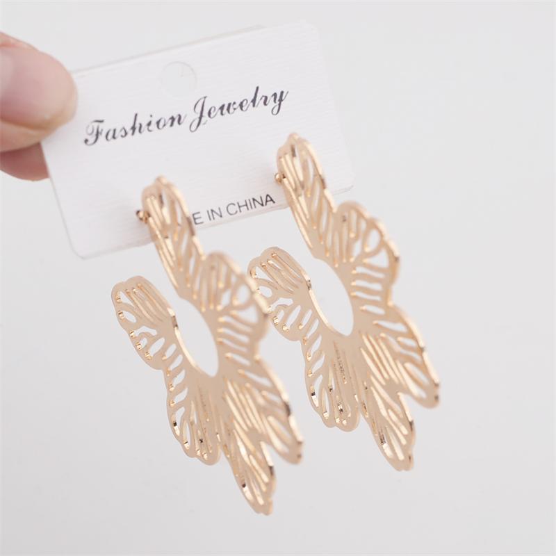 Креативные полые большие металлические серьги-подвески в виде листьев цветов для женщин, новые преувеличенные темпераментные золотые украшения индивидуального цвета
