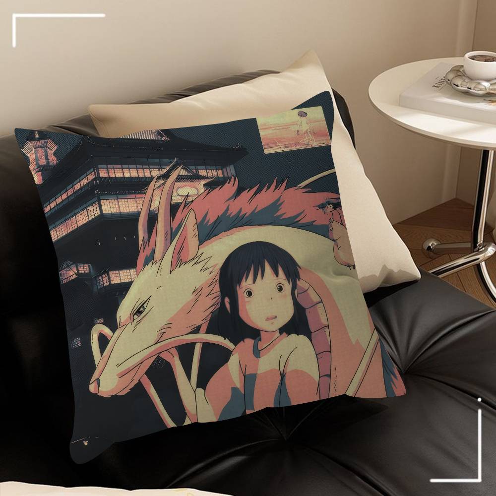 Подушки Подарки Мебель для домашнего офиса Спальня Диван Автомобильная подушка Чехол 45x45см Фильм Унесенные призраками Аниме