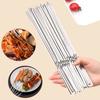 50 шт. шампуров для барбекю из нержавеющей стали, многоразовые, плоские, игольчатые палочки для барбекю, шампуров для вечеринок, кемпинга, пикника, инструментов