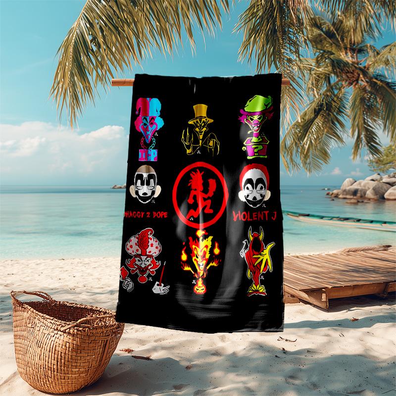 proof beach towel with Insane Clown Posse pattern - soft,absorbent,quick-drying,machine washable - perfect for swimming,camping,bathing