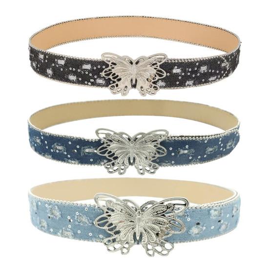 Женский широкий ремень однотонного дизайна с пряжкой-бабочкой, универсальный ремень для платья, рубашки