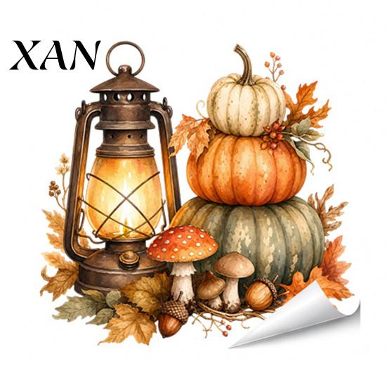 Easy Install Window Decals Autumn Maple Leaf Pinecone Scarecrow Pumpkin Static Clings, Waterproof PVC Decorative Glass Film for Home Stickers,