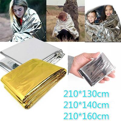 130x210 см/140x210 см/160*210 см комплекты для походов на открытом воздухе, водонепроницаемое аварийное майларовое одеяло для выживания и спасения, фольга, тепловое тепло, первая помощь