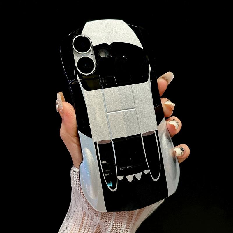 3D автомобиль Форма крутой глянцевый чехол для телефона iPhone 16 Pro Max 15 Pro 14 13 12 11 тонкий жесткий ПК гибридный силиконовый мягкий край противоударный кронштейн задняя крышка