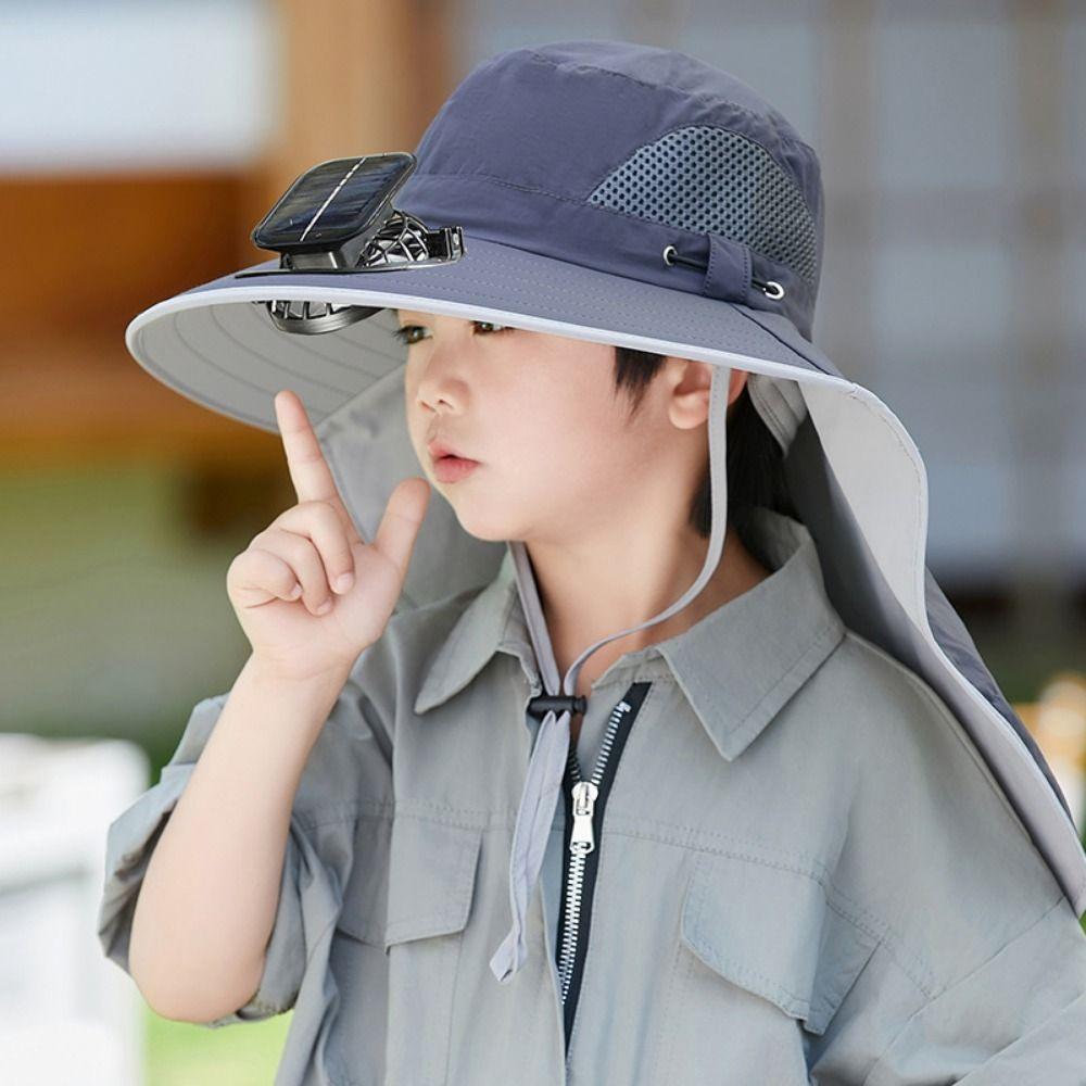 USB Charging Children's Solar Fan Hat Waterproof Sunshade Fan Cap Portable Summer Cooling Hat  Boys
