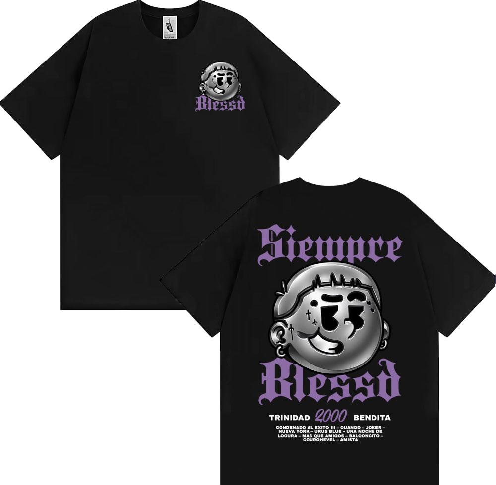 Rapper Blessd Sisabe Album Merch T Shirts Men Harajuku Hip Hop Vintage Tshirt Casual ONeck 100 Cotton Oversized T Shirt