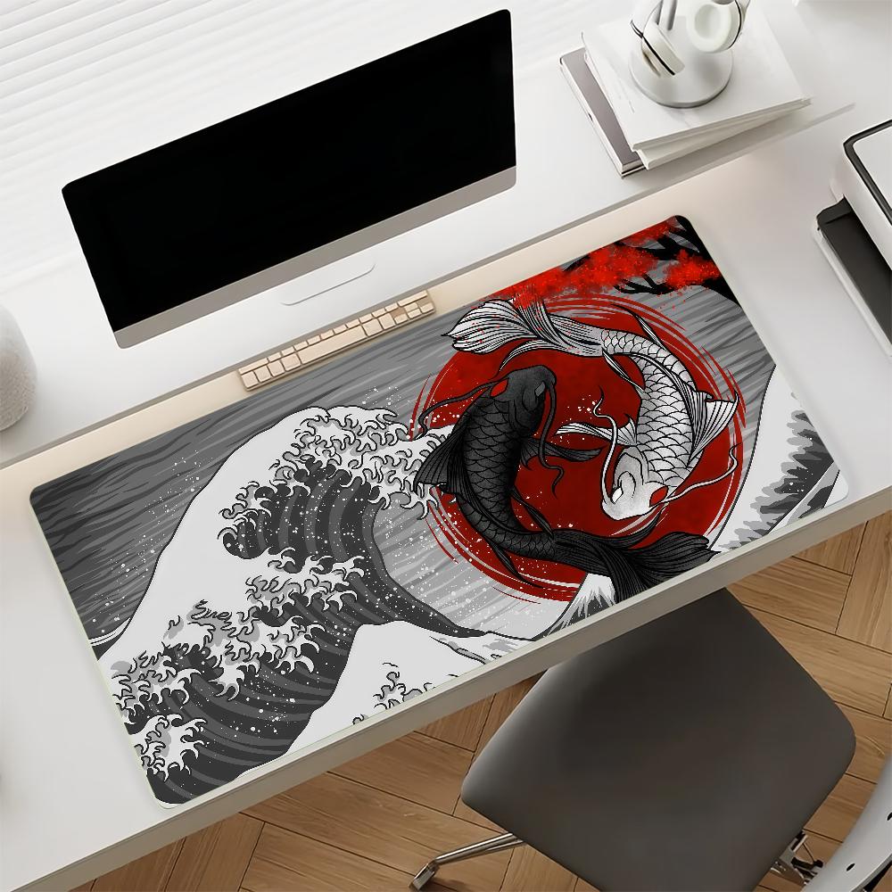 Yin Yang Black And White Pisces Mouse Pad For Office Gaming And Keyboards Non-Slip Large Waterproof