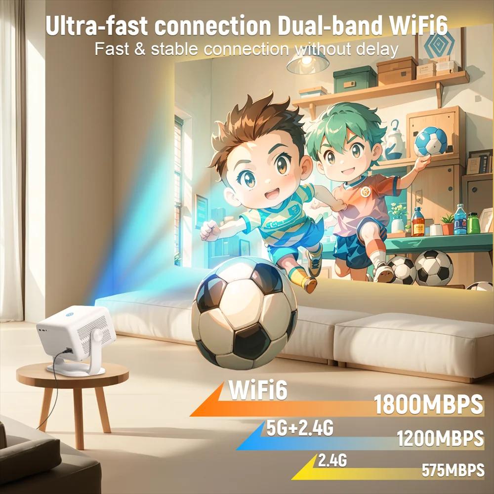 Сертификация Velec Netflix Проектор Android 13 4K Native 1080P 650ANSI с автофокусом Wifi6 BT5.2 360° Домашний уличный проектор