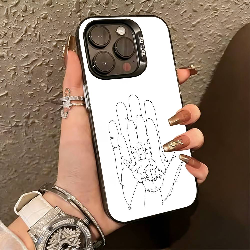 Чехол для телефона с изображением Мамы, Дочери, Сына, Папы и руки Для iPhone 17,16,15,14,13,12,11 Plus,Pro Max,XS, Цветной Посеребренный Внутренний Чехол