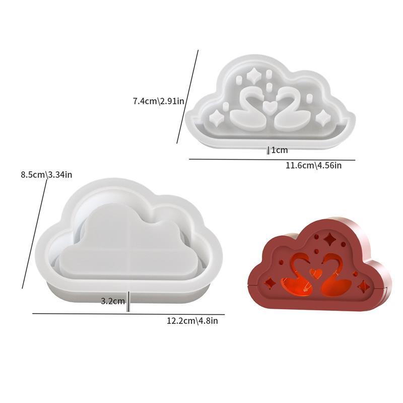 Cloud Gift Box Mirror Silicone Mold DIY Hollow Starry Sky Deer Love Lamp Silhouette Molds Plaster Resin Craft Making Home Deco