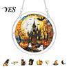 Realistic Suncatcher Acrylic Puzzle Suncatcher, Halloween Black Cat Castle Raven DIY Sun Charming Window Catcher Kit, Stained Glass Hanging