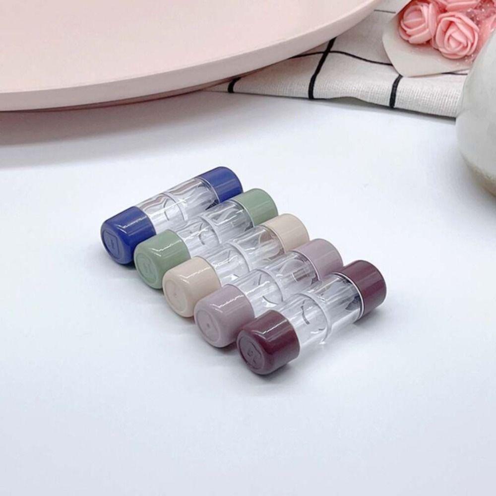 Solid Color Contact Lens Case Cylindrical Eye Care Lenses Box Portable Contact Lens Container