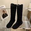 Fashion Flats Women Knee Snow High Boots Platform Suede Shoes Winter 2025 Trend Casual Non Slip Walking Shoes Fashion Party Botas Mujer