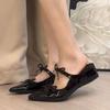 Fashion Shoes Woman 2025 Cover Toe Slippers Flat Increased Internal Butterfly-Knot Pointed Mary Janes Slides Butterfly-knot Increased In