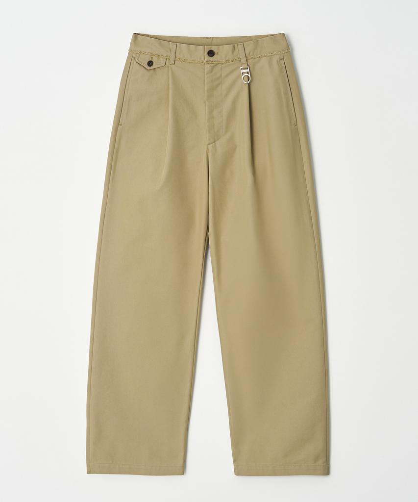 DTHIRTYONE Wide Fit Pants With Raw Detail (Beige)
