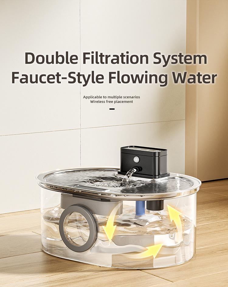 Умный фонтан для воды из нержавеющей стали для кошек и собак с функцией бесшумной индукции