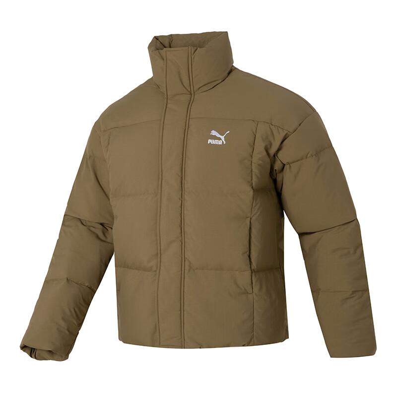 Puma Solid Color Logo Stand Collar Down Jacket Unisex Outerwear Brown 623600-93