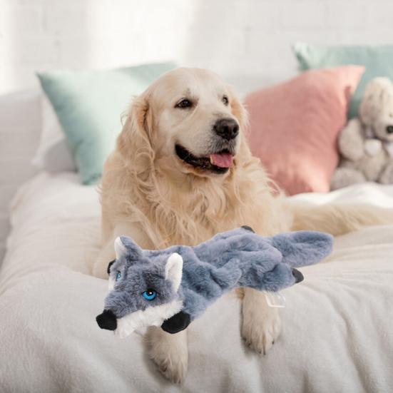 Игрушка для жевания домашних животных со встроенным звуковым генератором, снимает беспокойство, плюшевая игрушка в форме волка