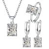 Niche Romantic Fashion Jewelry Set: Rectangular Ring, Square Earrings, Pendant Necklace