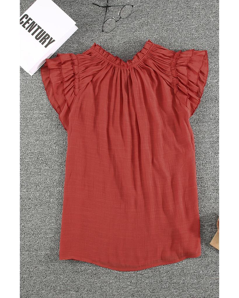 Azura Exchange Топ с V-образным вырезом и оборками на завязках