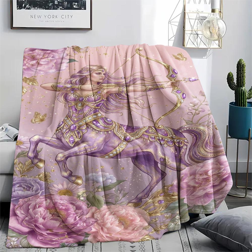 1Pc Centaur Print Flannel Blanket, High quality Comfortable for All Seasons, Home Decor, Warmth and Comfort, Perfect for Christmas Gifts W90
