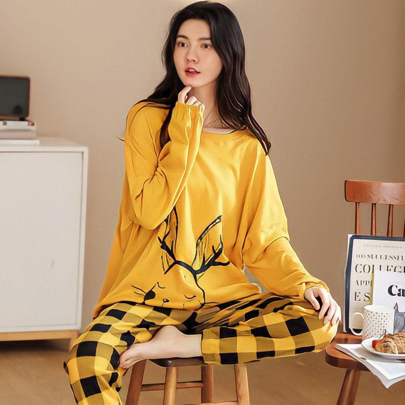 Plus Size Women's Korean Style Winter Pajamas Set, Long Sleeve Loose Fit Two-Piece Homewear, Casual Loungewear Suit for Indoor & Outdoor Wear
