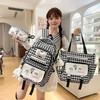 Ретро Клетчатый Рюкзак для Старшеклассниц  Большой Вместимости Сумка для Учебников  Рюкзак